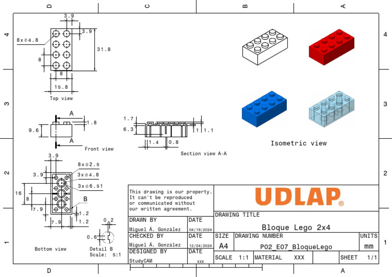 Bloque Lego 2x4 Design Drawing | PDF