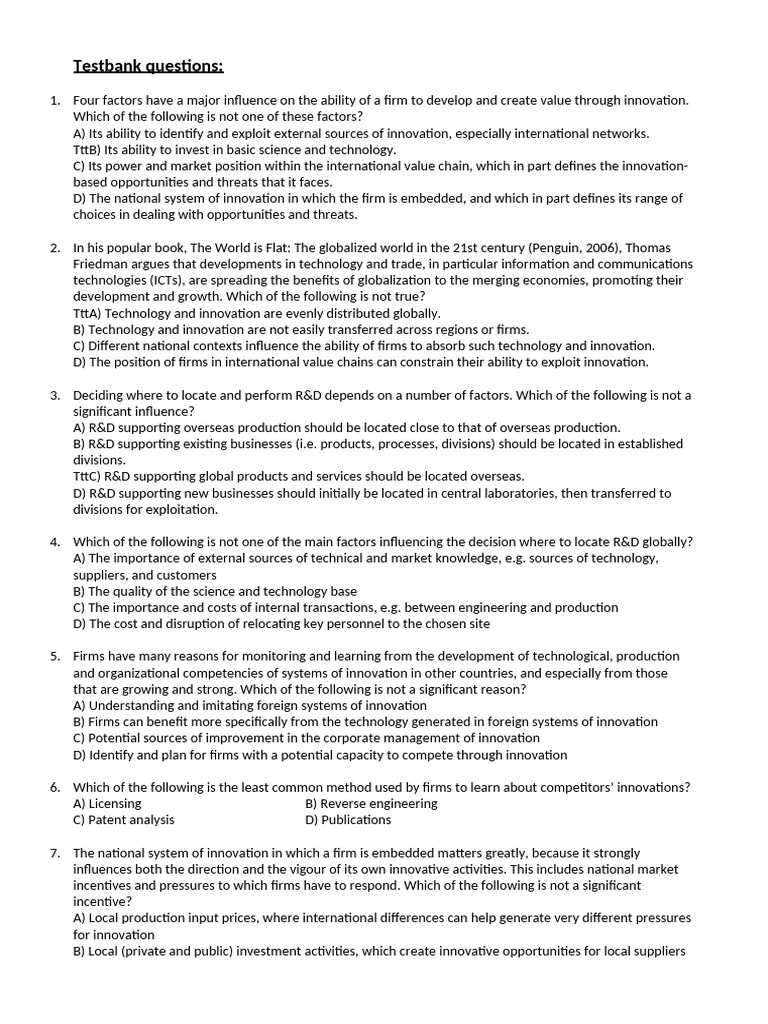 Mini Test - 40 Minutes | PDF | Innovation | Business Economics