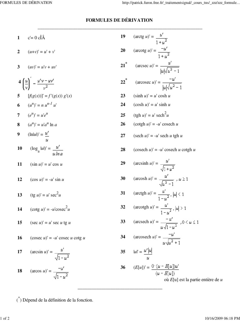 Dérivée de arcsinh et formules associées | PDF