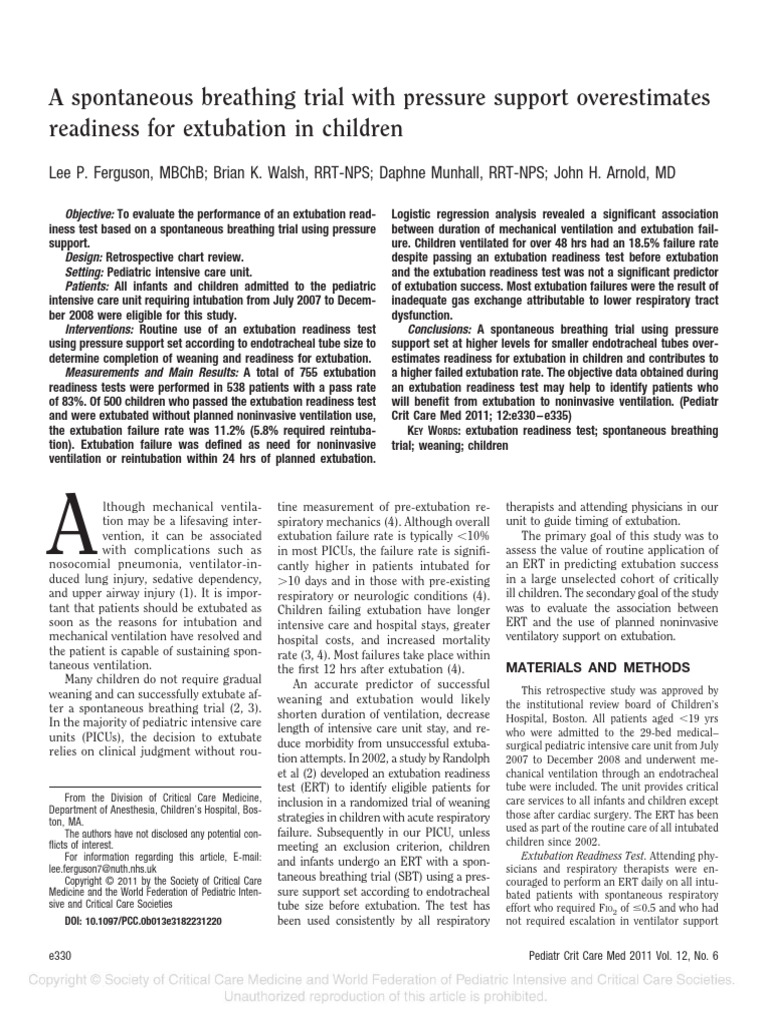 Ferguson-A Spontaneous Breathing Trial With Pressure Support ...