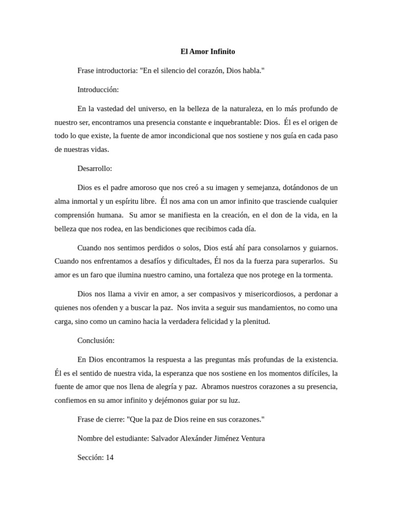 Amor Infinito: La Presencia de Dios | PDF