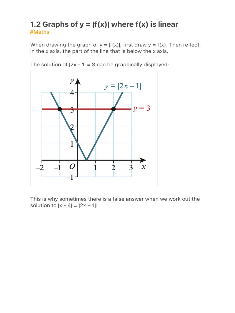 Graphing Absolute Value of Linear Functions | PDF