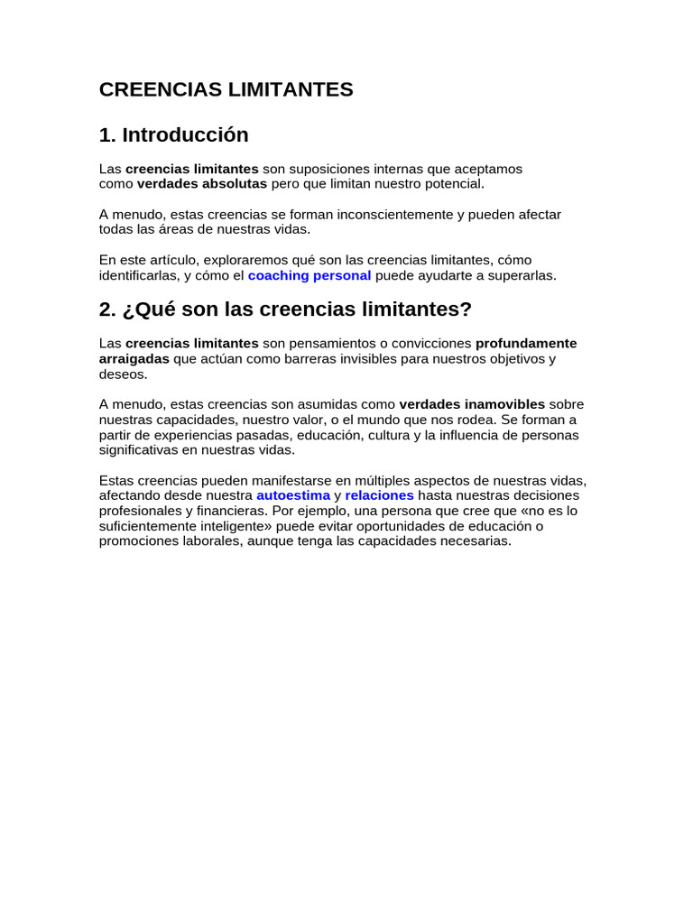 Supera tus Creencias Limitantes | PDF | Pensamiento | Mente