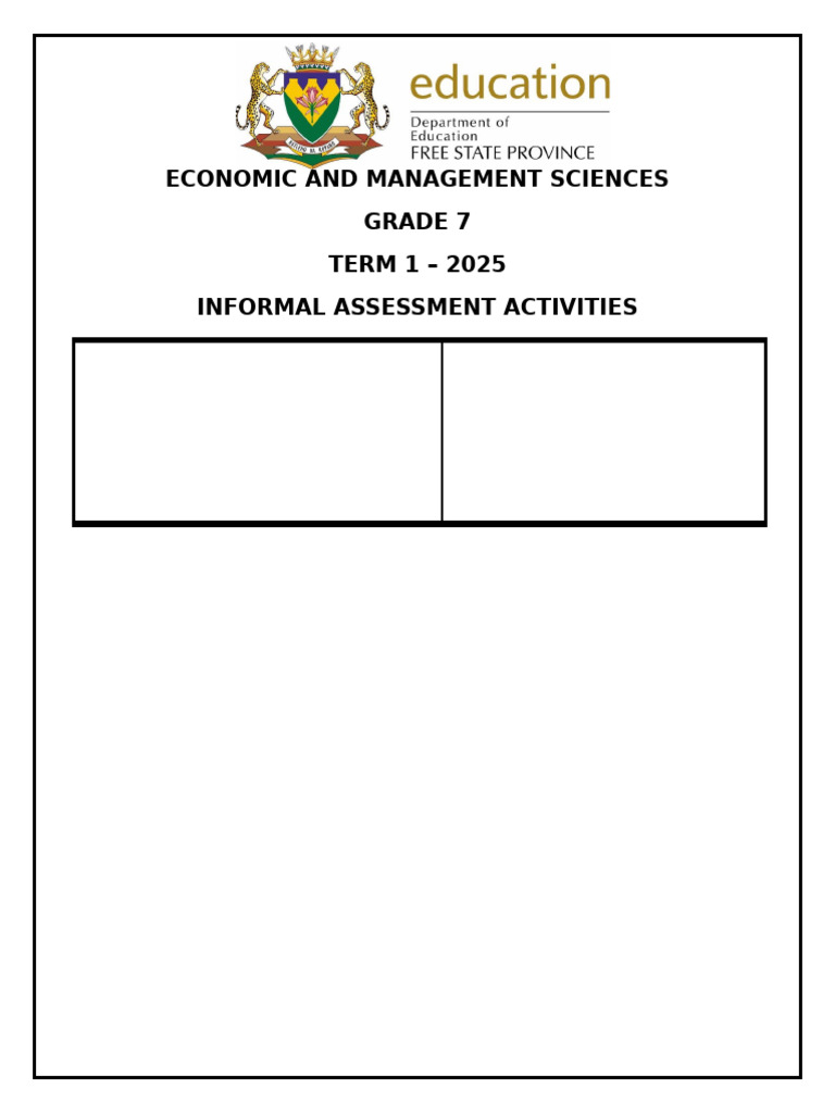 Grade 7 EMS Term 1 Assessment Guide | PDF | Recycling | Reuse