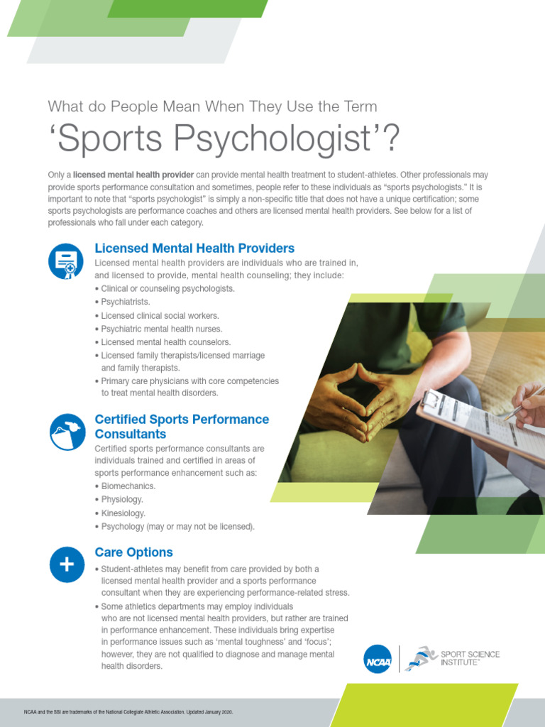 NCAA Sports Psychology Fact Sheet PDF Mental Health Psychologist