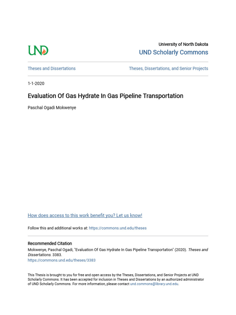 Gas Hydrate Evaluation in Pipelines | PDF | Gases | Water