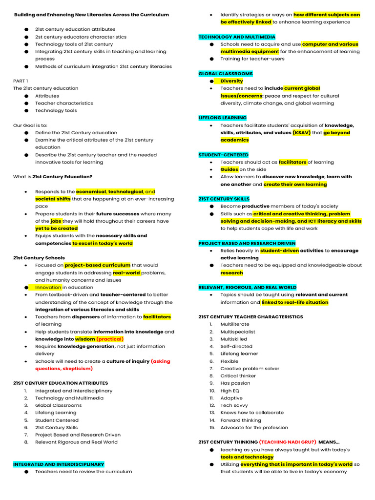 21st Century Education and Skills Guide | PDF | Literacy | Learning