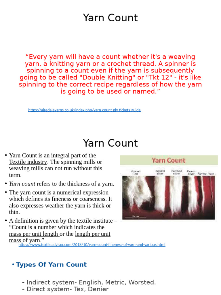 Understanding Yarn Count Systems | PDF | Yarn | Textiles