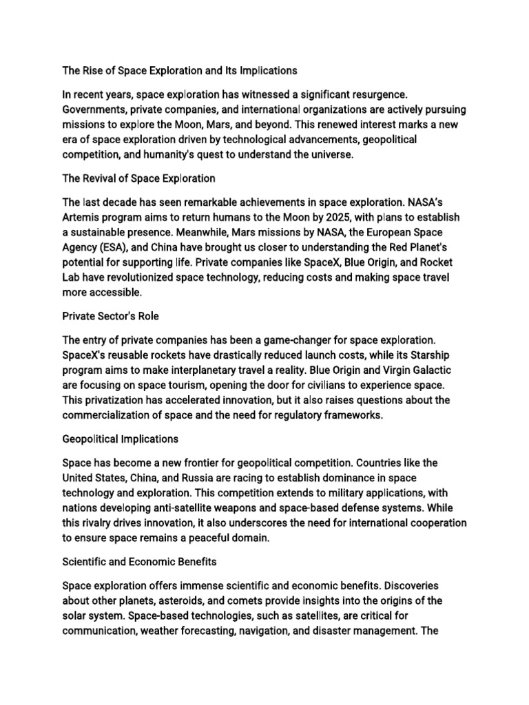 Space Exploration: Trends and Challenges | PDF | Space Exploration ...