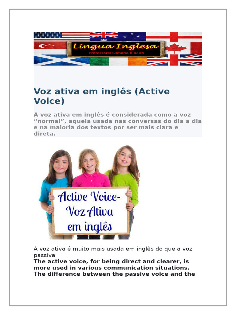 Entenda a Voz Ativa em Inglês | PDF | Assunto (gramática) | Linguística