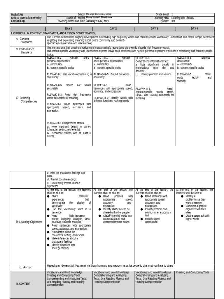 Key Idea Stem in Reading Lesson Plan | PDF | Reading Comprehension ...