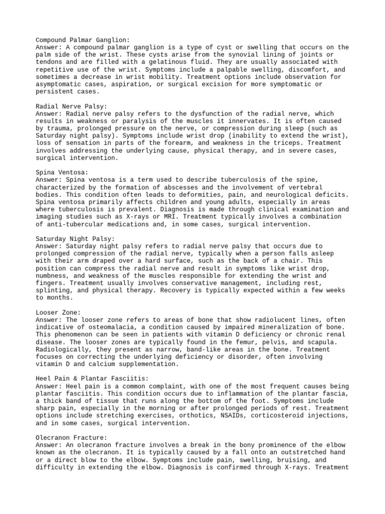 Orthopedic Short Notes Full Answers | PDF | Osteoarthritis ...