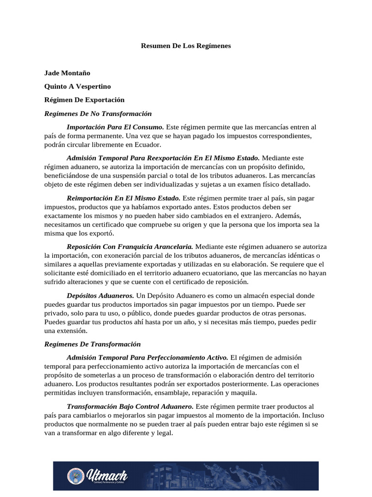 Regímenes Aduaneros en Ecuador: Guía Completa | PDF | aduana | Impuestos