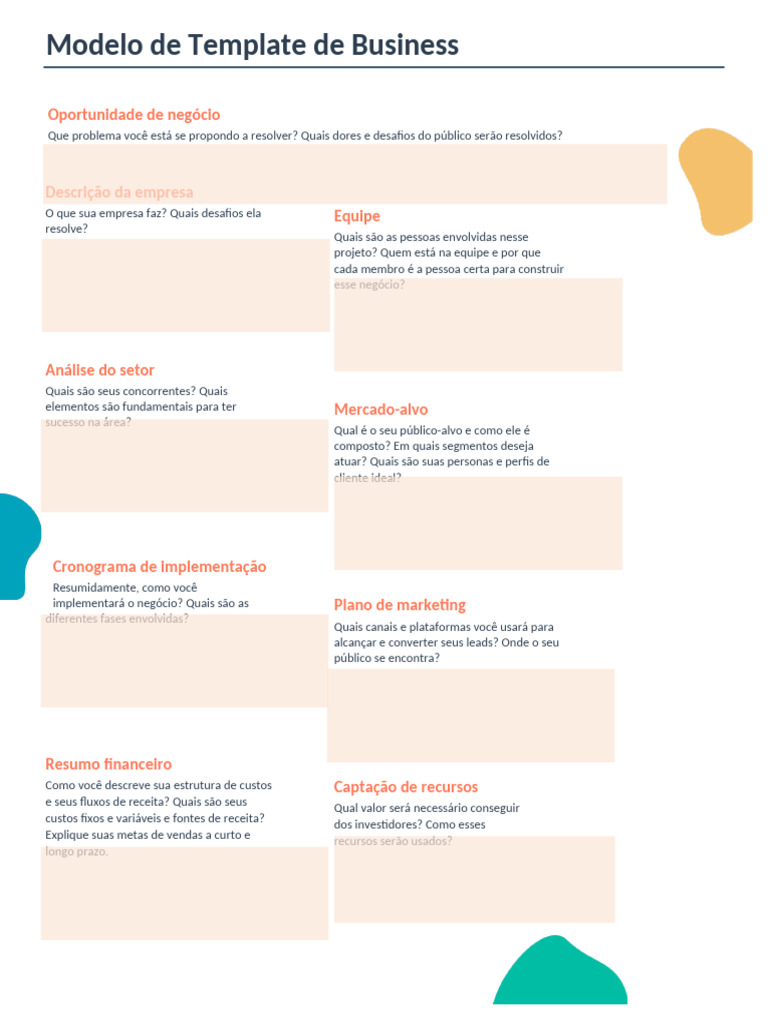 Modelo de Business Plan de Uma Página | PDF