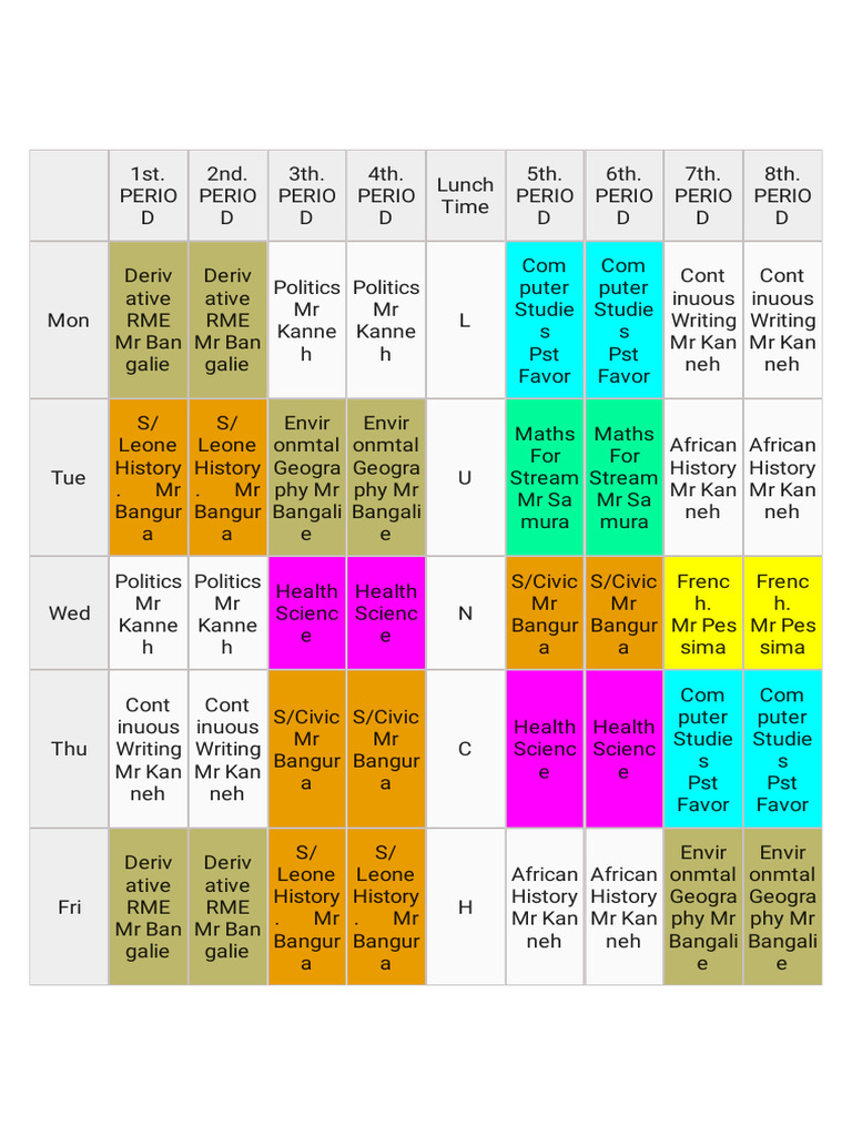 SSS 1 Art Time Table 08jan25 015347 | PDF