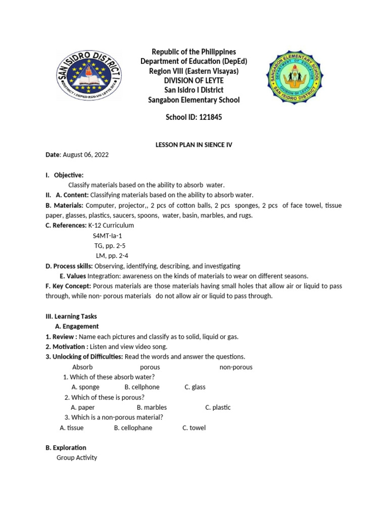 Lesson Plan: Classifying Materials | PDF | Question | Cognition