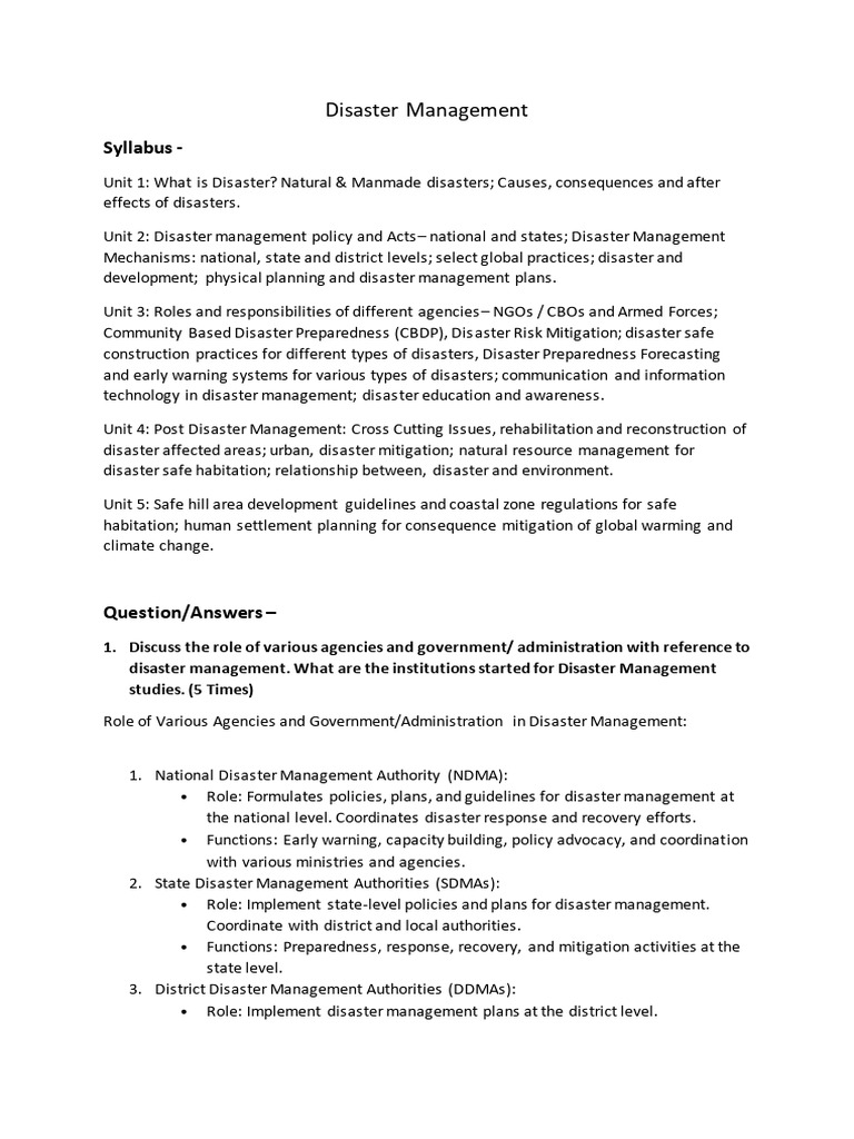Comprehensive Disaster Management Guide | PDF | Emergency Management ...