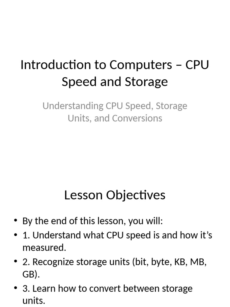 CPU Speed and Storage Units Explained | PDF
