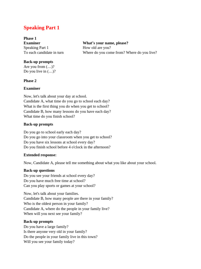 IELTS Speaking Test Overview | PDF