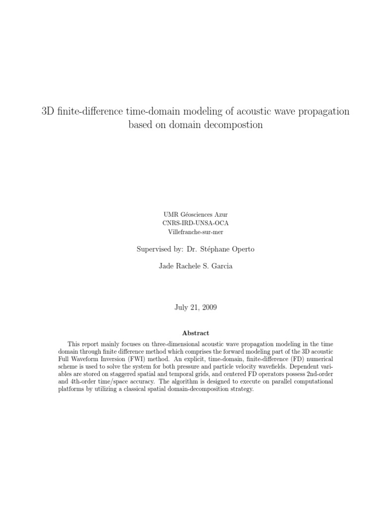 3D Acoustic Wave Propagation Modeling | PDF | Waves | Numerical Analysis