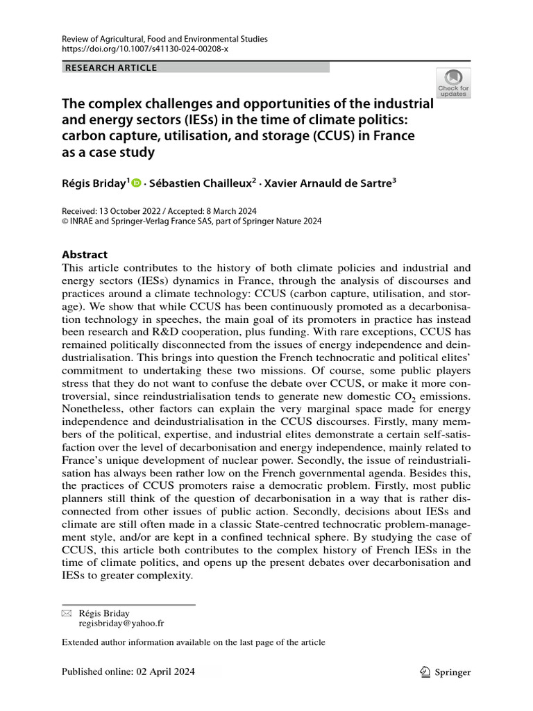s41130-024-00208-x | PDF | Carbon Capture And Storage | Climate Change ...
