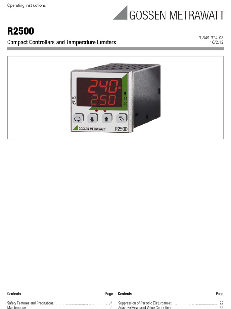 R2500 Controller Operating Instructions | PDF | Relay | Electricity