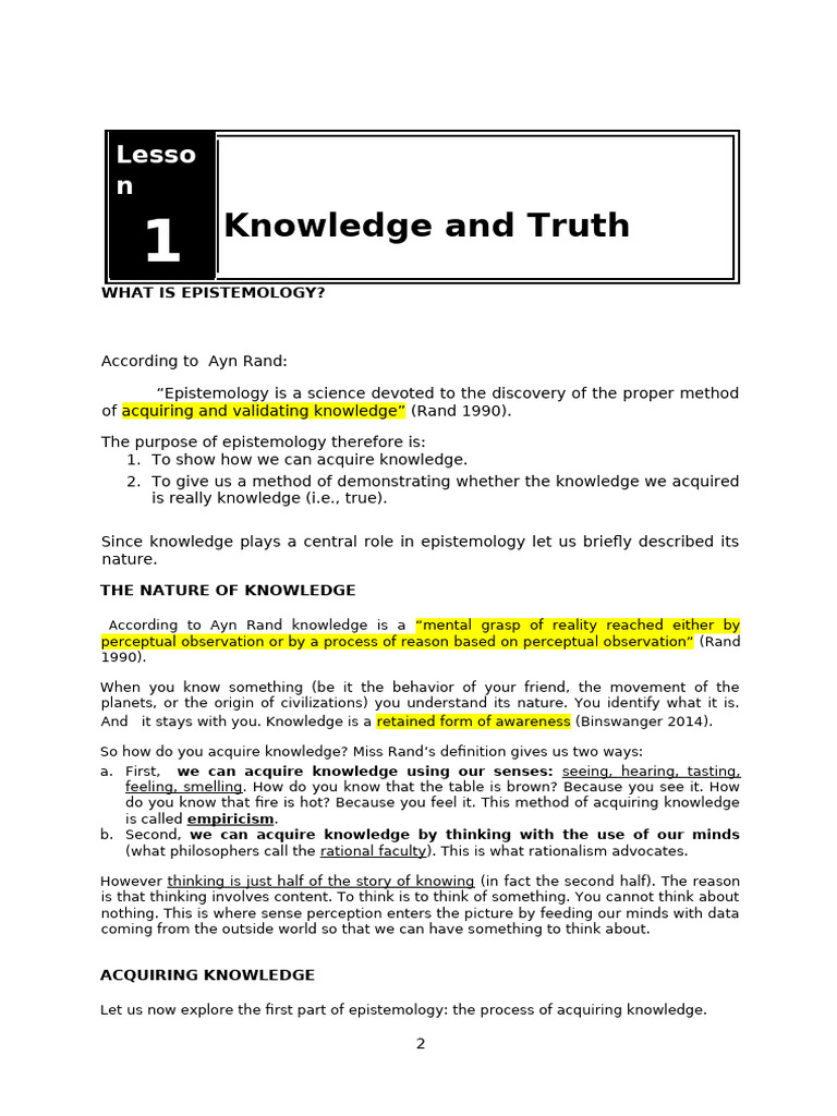 3. KNOWLEDGE AND TRUTH | PDF | Truth | Argument