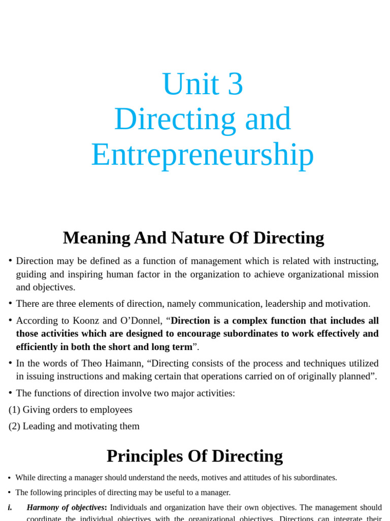 Directing and Leadership in Management | PDF | Leadership ...