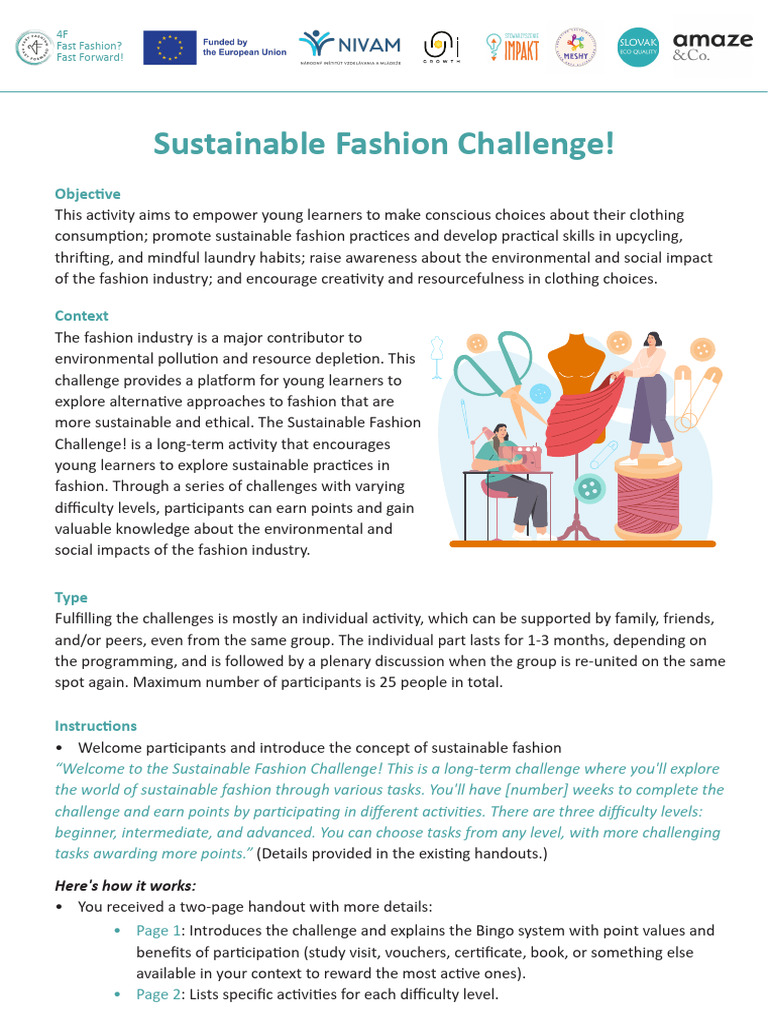 6.-Sustainable Fashion Challenge! - Tool | PDF | Clothing | Fashion