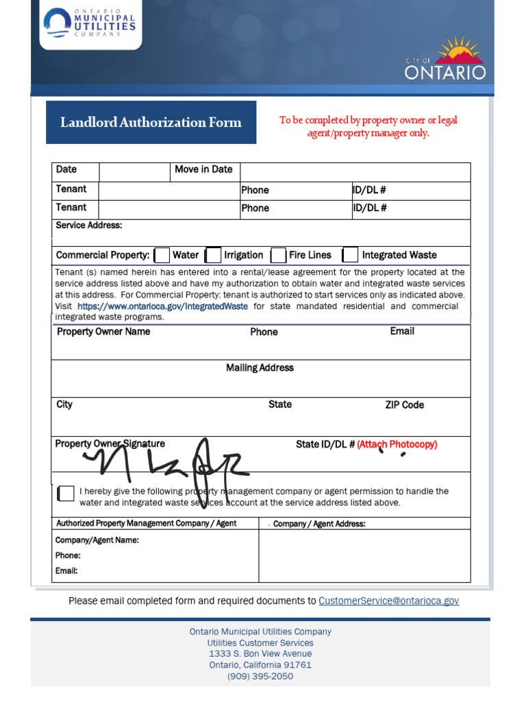 Ontario Landlord Authorization Form | PDF