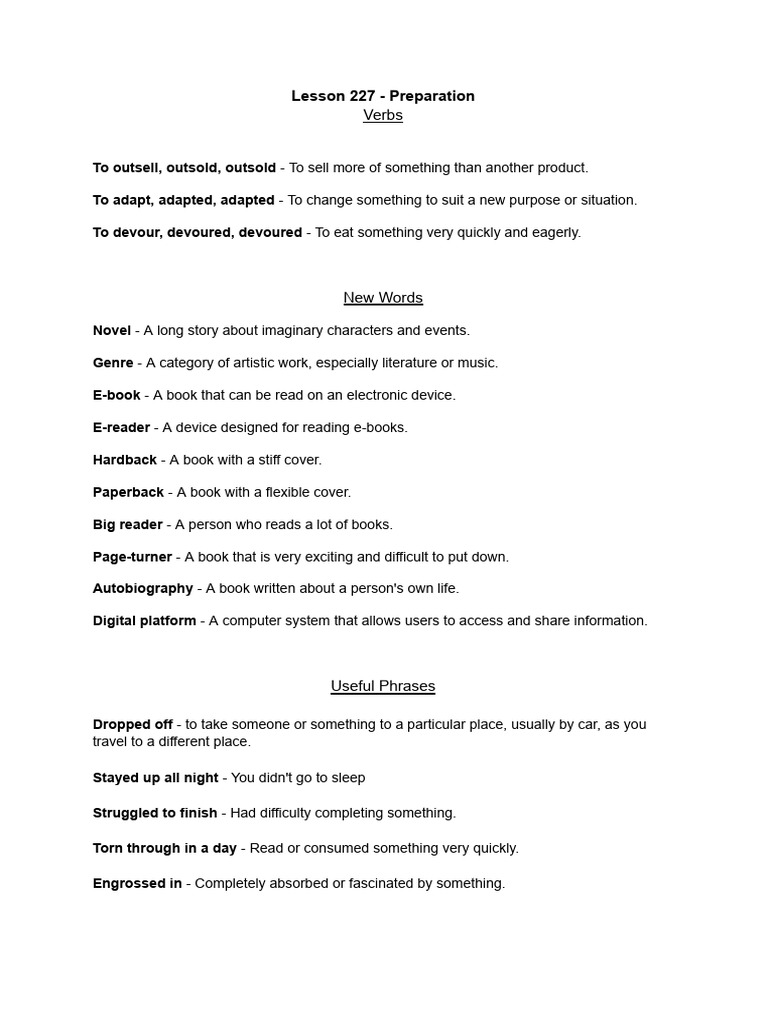 Lesson 227 - Preparation | PDF