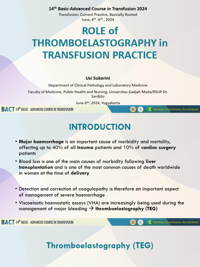 Role of TEG in Transfusion Practice | PDF | Coagulation | Blood
