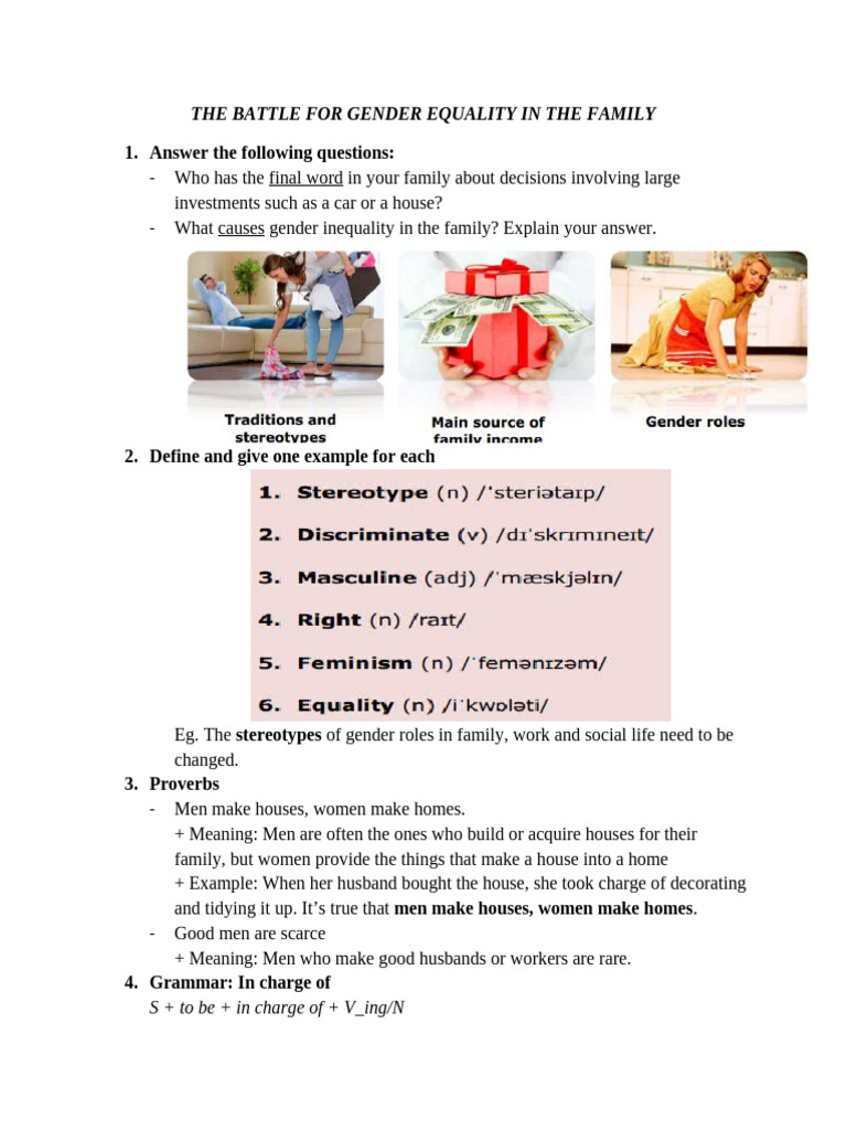 #1-THE BATTLE FOR GENDER EQUALITY IN THE FAMILY | PDF