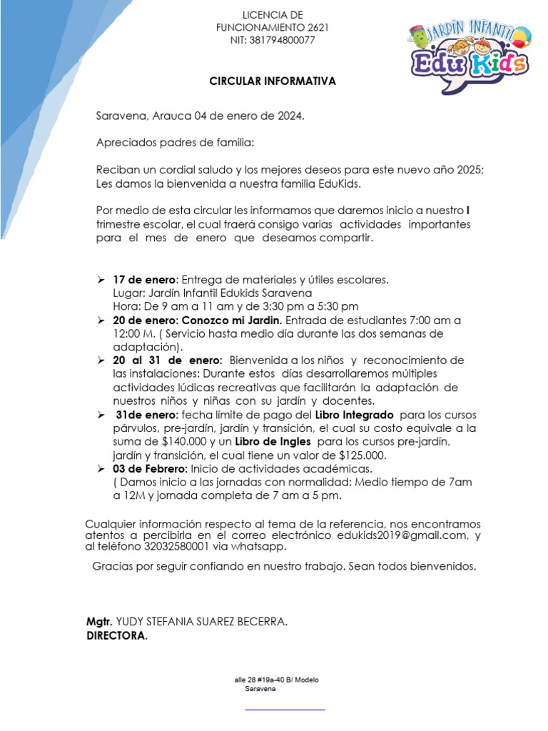 Circular Informativa 2025 | PDF