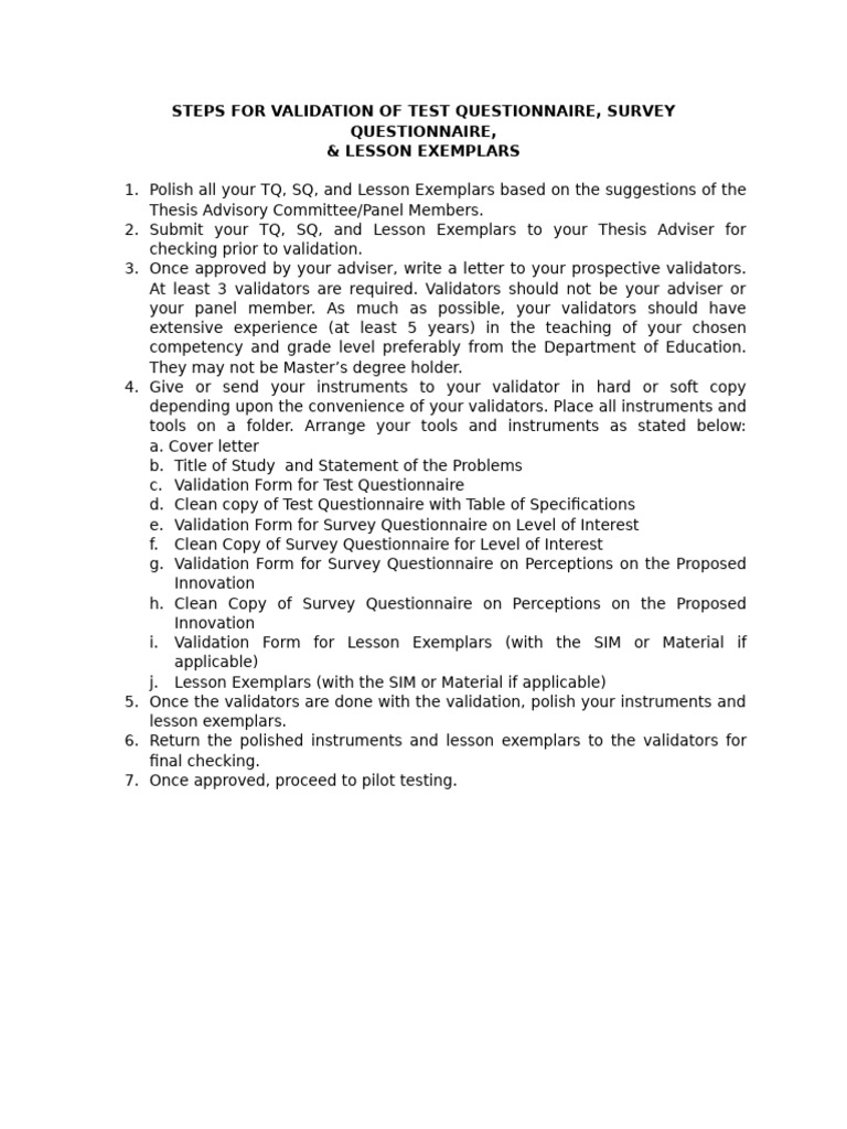 Steps-to-Validation-and-Pilot-Testing 2 | PDF | Questionnaire