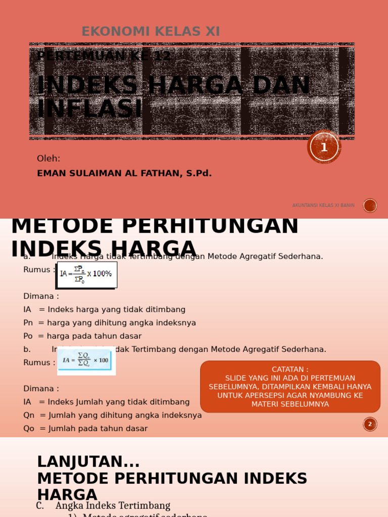 Metode Perhitungan Indeks Harga dan Inflasi | PDF