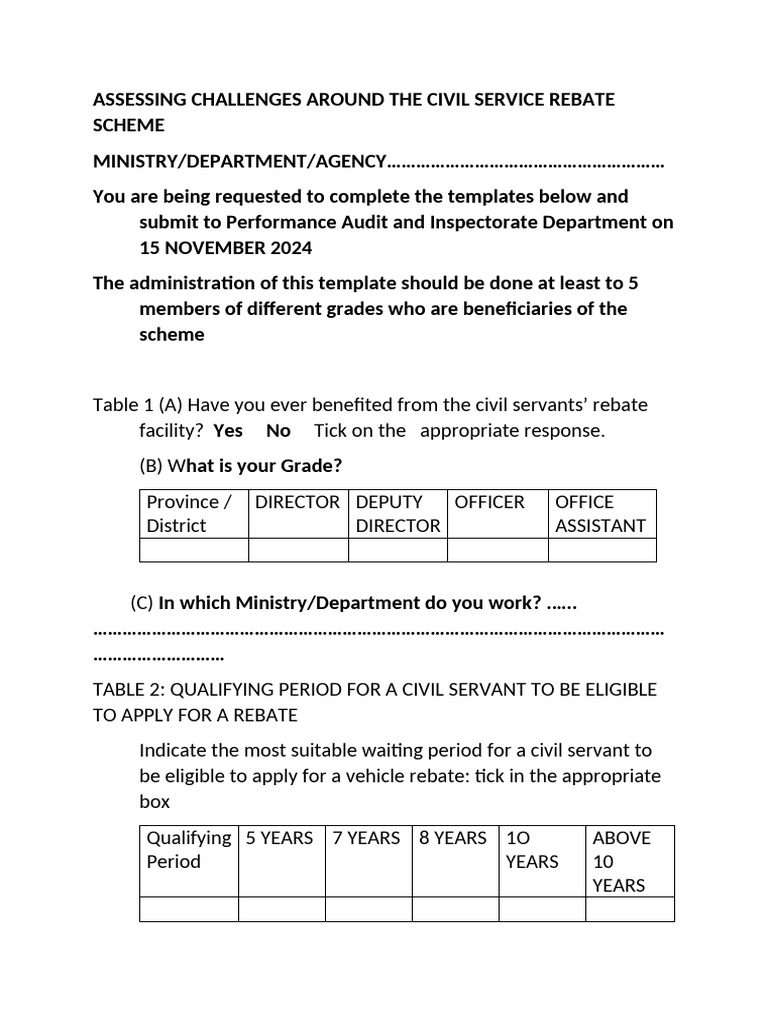 Civil Service Vehicle Rebate Assessment | PDF | Vehicles