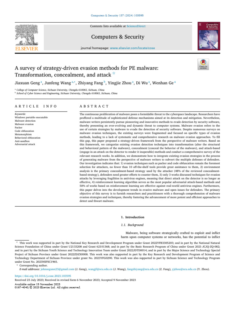 Evasion Techniques in PE Malware: A Survey | PDF | Malware | Antivirus ...