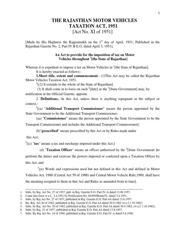 Rajasthan Taxation ACT | PDF | Taxes | Engines