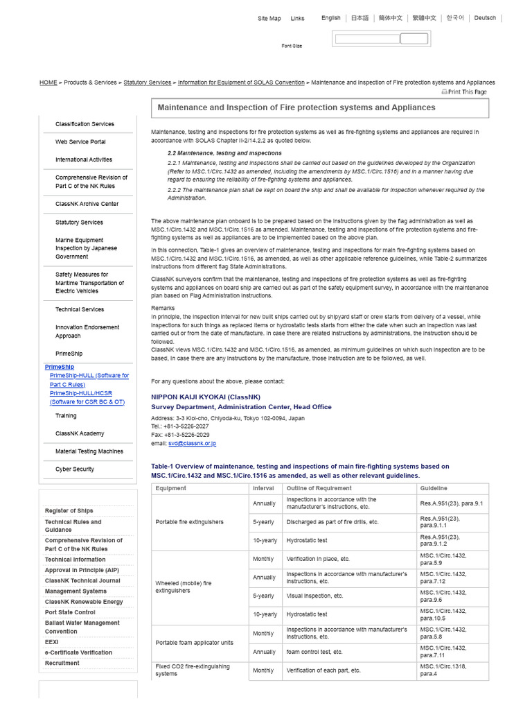 Fire Protection Systems Maintenance Guidelines | PDF