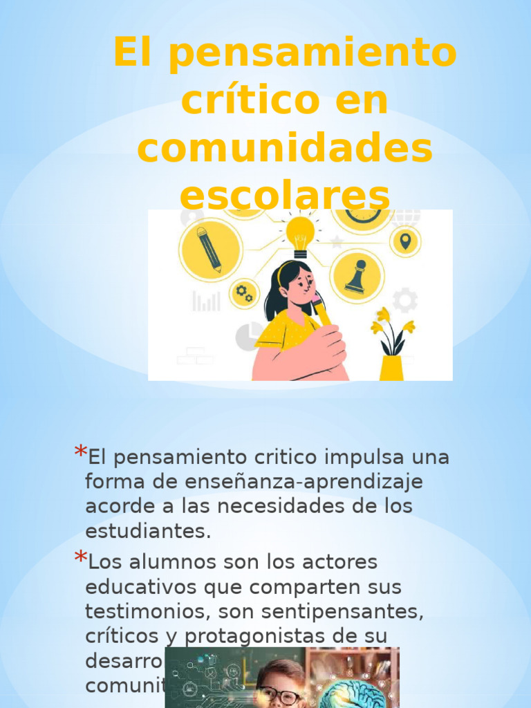 El Pensamiento Crítico en Comunidades Escolares | PDF