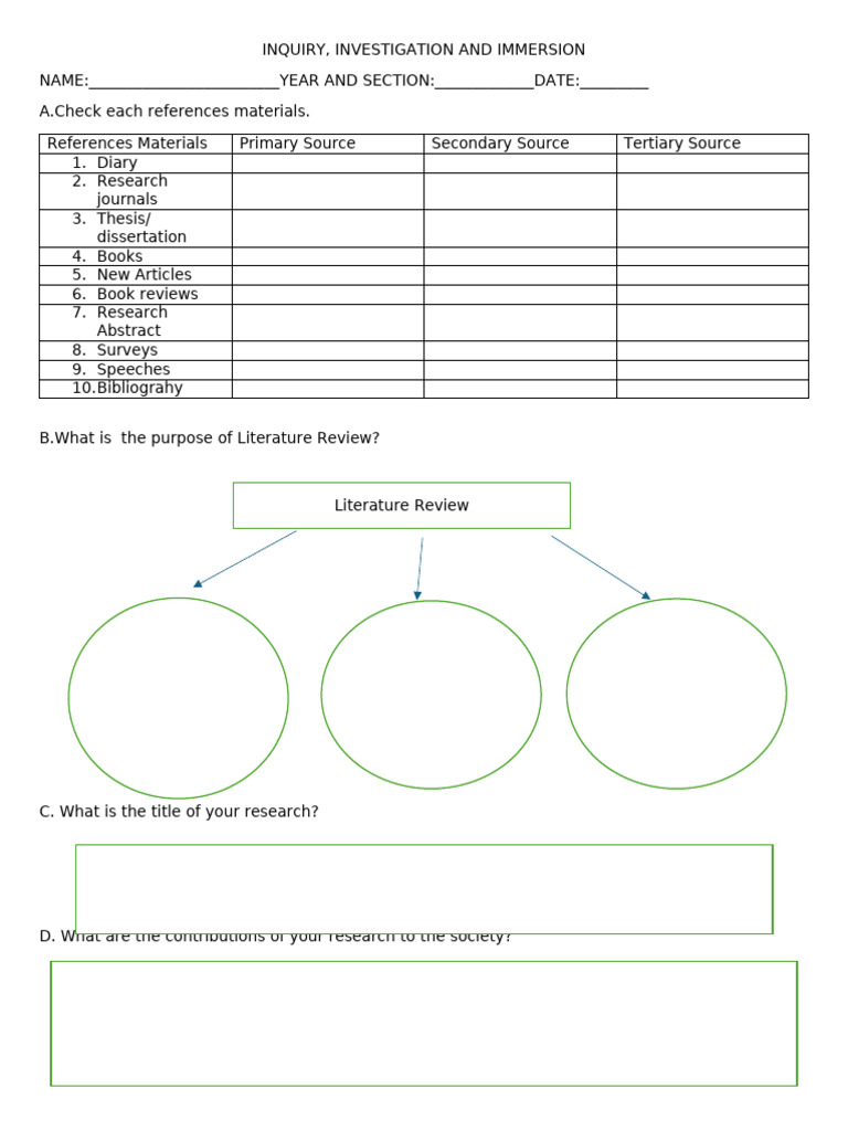 Inquiry and Literature Review Guide | PDF