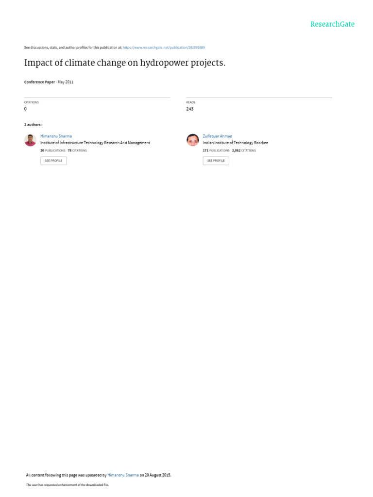 Climatechange PDF Hydroelectricity Climate Change