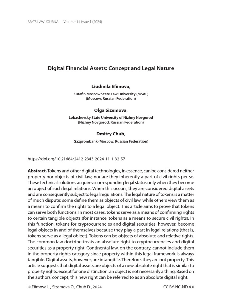 Legal Nature of Digital Financial Assets | PDF | Cryptocurrency | Bitcoin