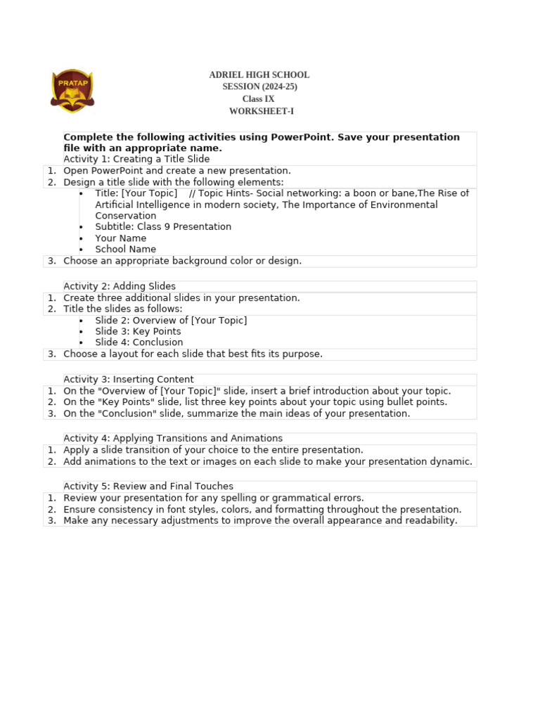 class 9 worksheet computer | PDF