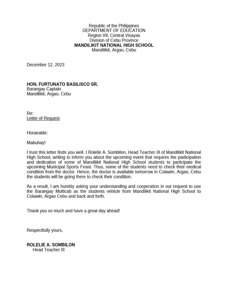 Request for Student Transport Assistance | PDF
