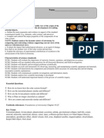 Solar System Objectives Sheet