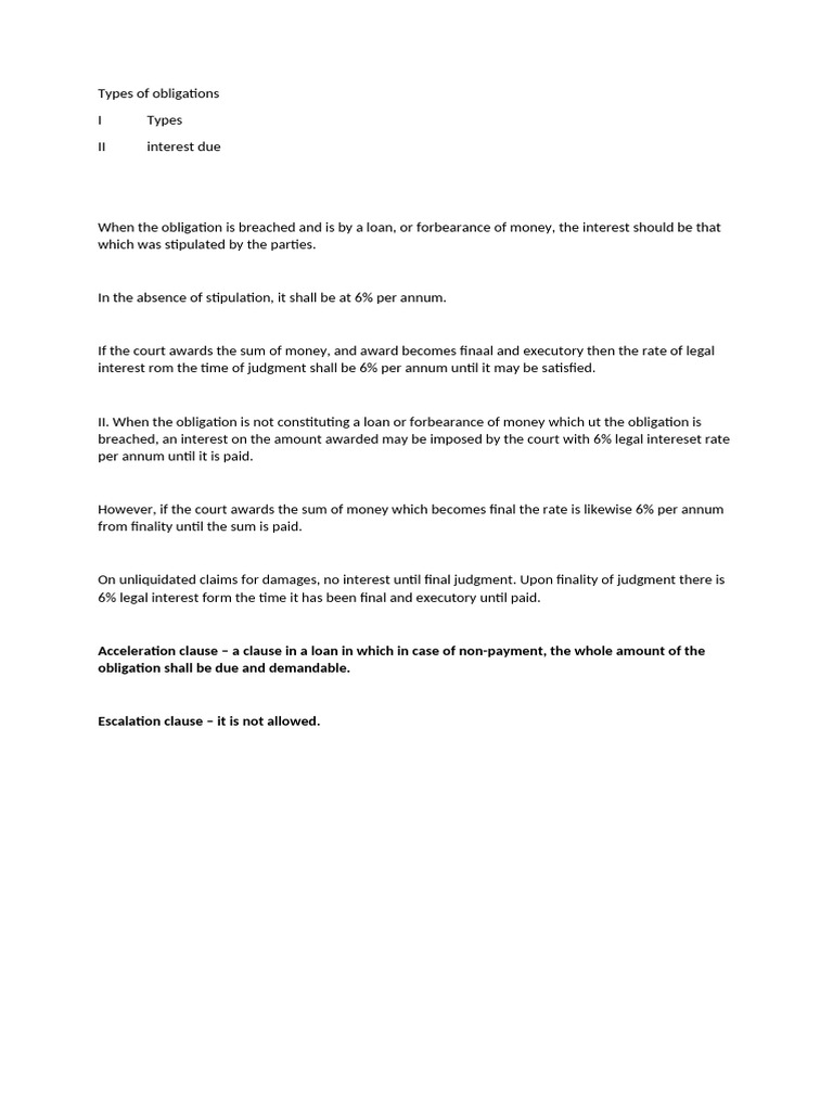 Incomplete Notes On Interest (Article 1175) | PDF
