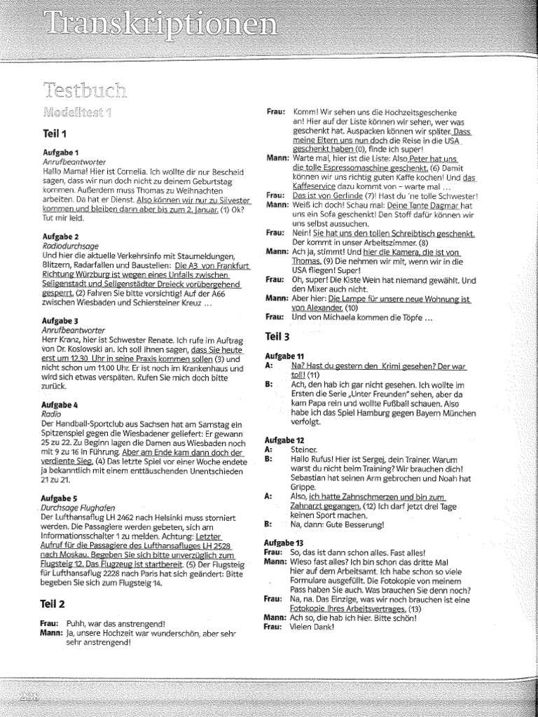 Transkript Modelltest 1 | PDF