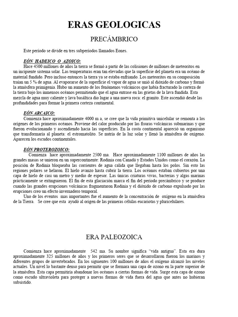 Eras Geológicas: Evolución de la Tierra | PDF | Homo | Tierra